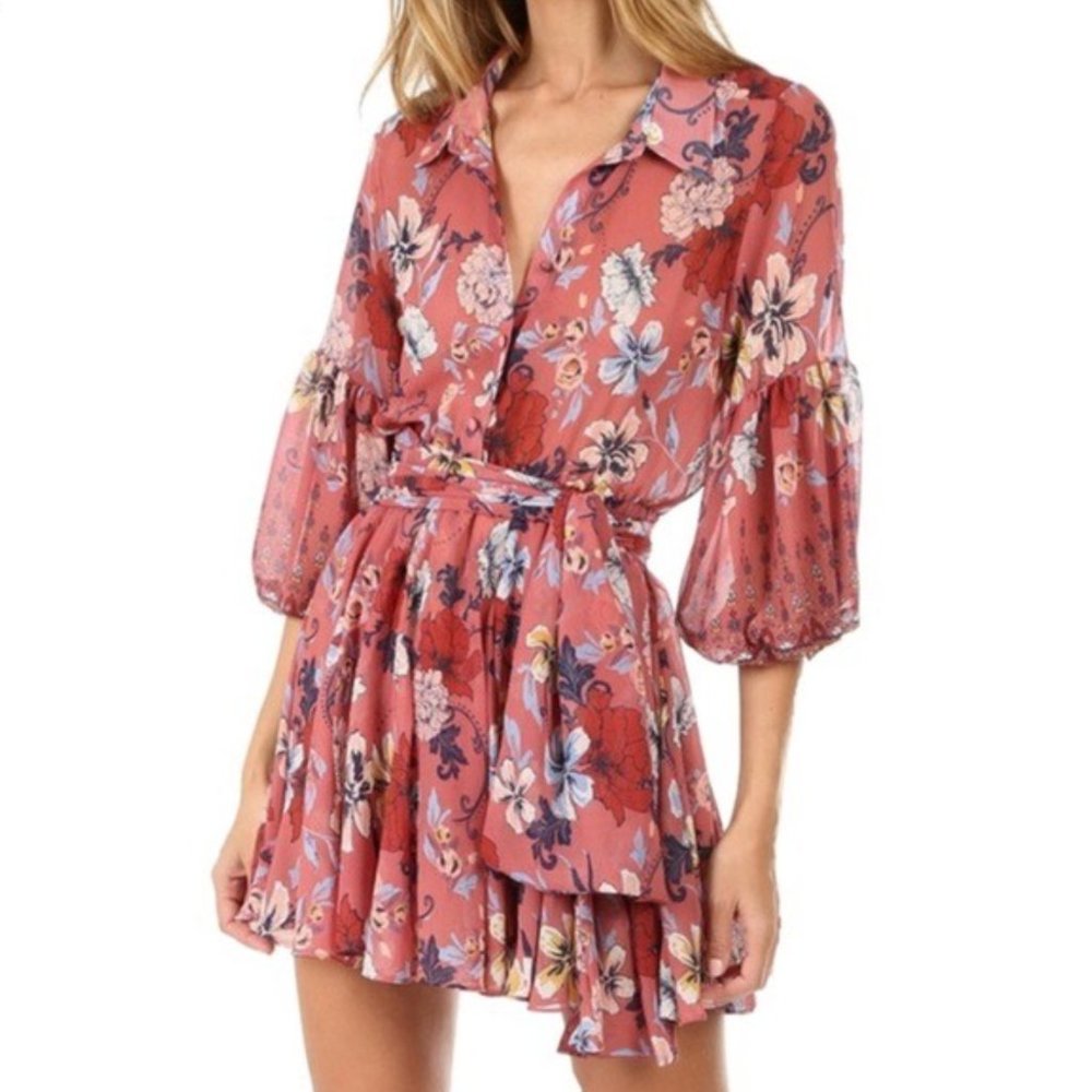 Misa Los Angeles Rose Floral Mini Dress